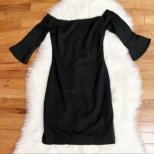 Bar III Black Off-The-Shoulder Bell-Sleeve Dress